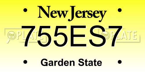 755ES7 New Jersey License Plate