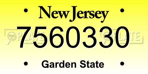 7560330 New Jersey License Plate