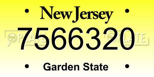 7566320 New Jersey License Plate