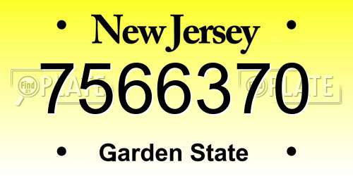 7566370 New Jersey License Plate
