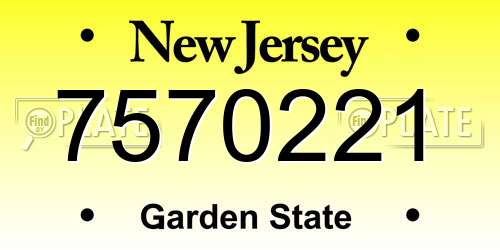 7570221 New Jersey License Plate