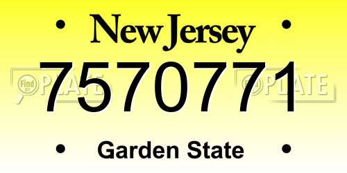 7570771 New Jersey License Plate
