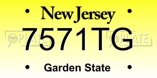 7571TG New Jersey License Plate
