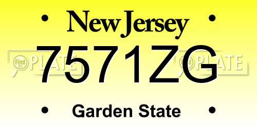 7571ZG New Jersey License Plate