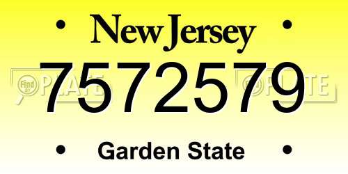 7572579 New Jersey License Plate