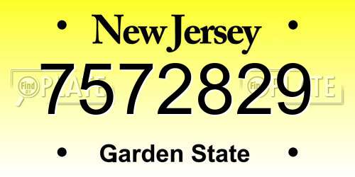 7572829 New Jersey License Plate
