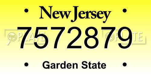 7572879 New Jersey License Plate
