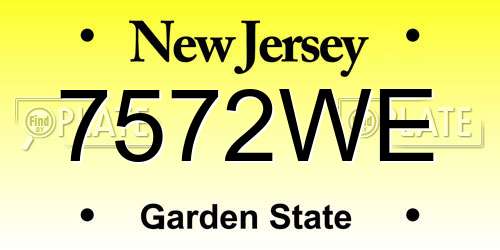 7572WE New Jersey License Plate