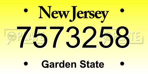 7573258 New Jersey License Plate