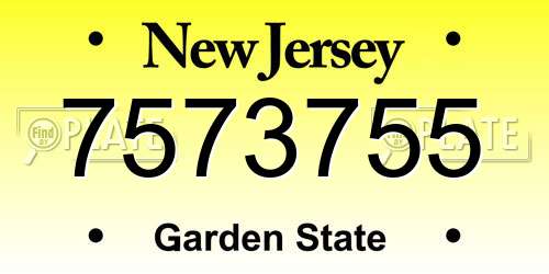 7573755 New Jersey License Plate