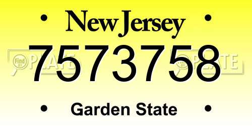 7573758 New Jersey License Plate