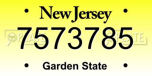 7573785 New Jersey License Plate