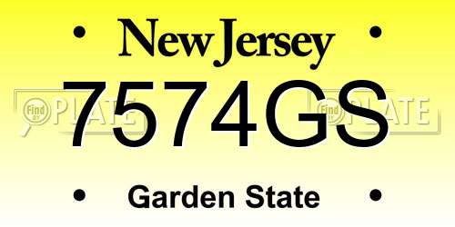 7574GS New Jersey License Plate