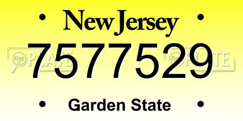 7577529 New Jersey License Plate
