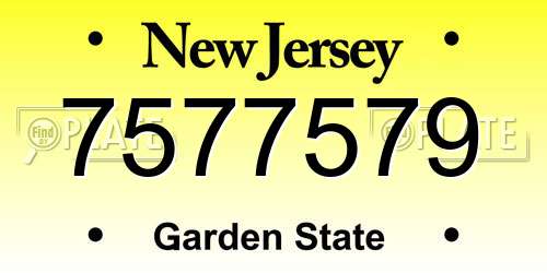 7577579 New Jersey License Plate