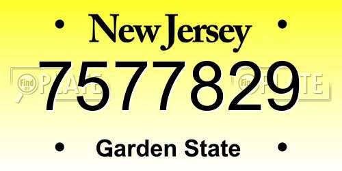 7577829 New Jersey License Plate