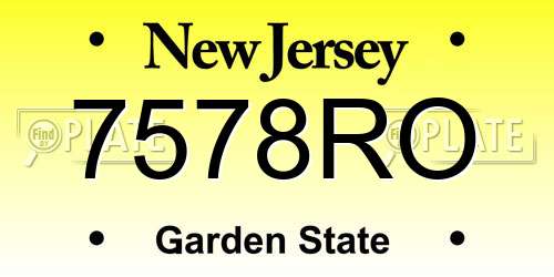7578RO New Jersey License Plate