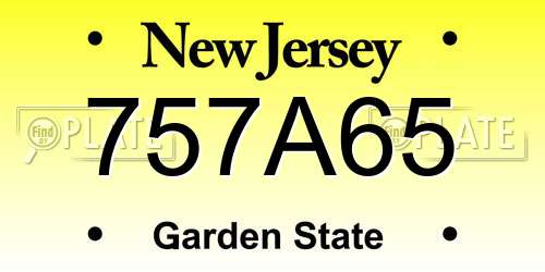 757A65 New Jersey License Plate