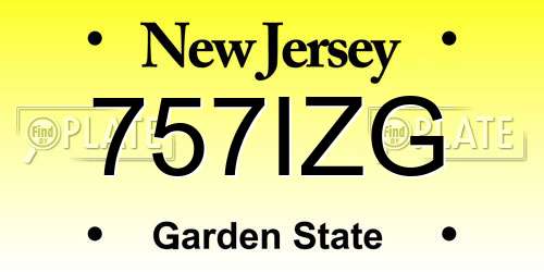 757IZG New Jersey License Plate