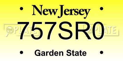 757SR0 New Jersey License Plate