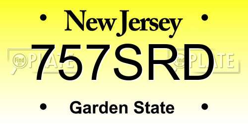 757SRD New Jersey License Plate