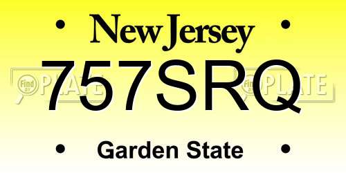 757SRQ New Jersey License Plate