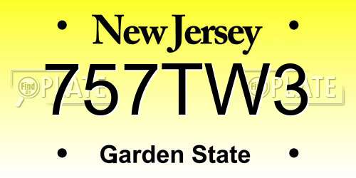 757TW3 New Jersey License Plate
