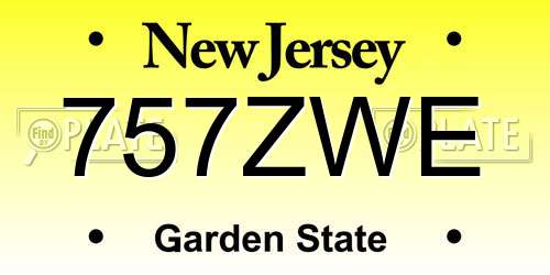 757ZWE New Jersey License Plate