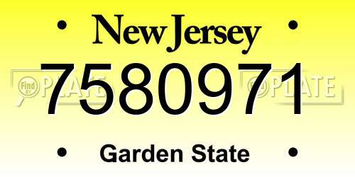 7580971 New Jersey License Plate