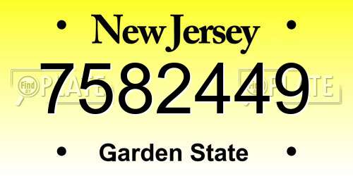 7582449 New Jersey License Plate