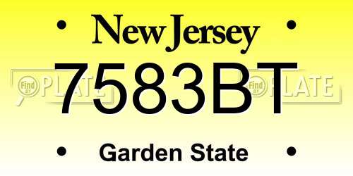 7583BT New Jersey License Plate