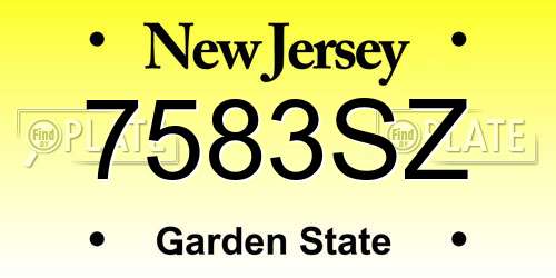 7583SZ New Jersey License Plate