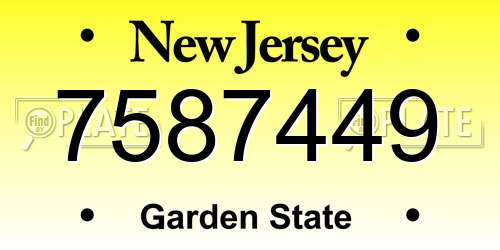 7587449 New Jersey License Plate