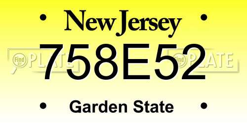 758E52 New Jersey License Plate