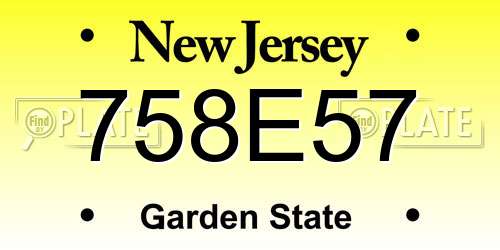 758E57 New Jersey License Plate