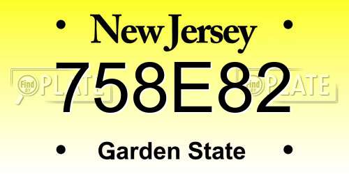 758E82 New Jersey License Plate