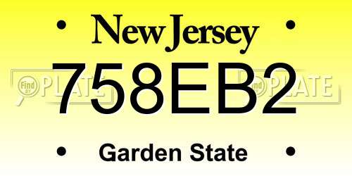 758EB2 New Jersey License Plate