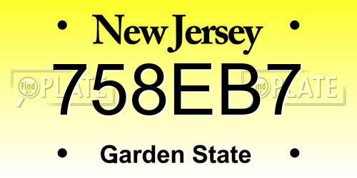758EB7 New Jersey License Plate