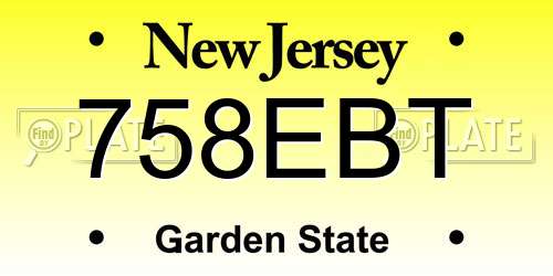 758EBT New Jersey License Plate