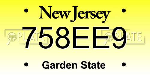 758EE9 New Jersey License Plate