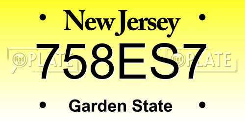 758ES7 New Jersey License Plate