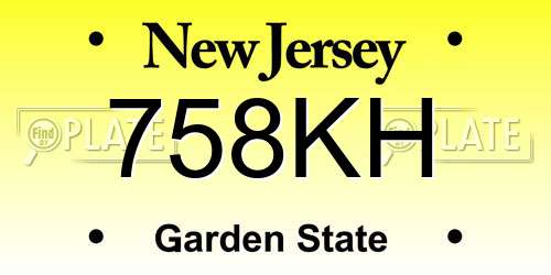 758KH New Jersey License Plate
