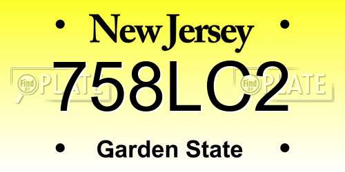 758LC2 New Jersey License Plate