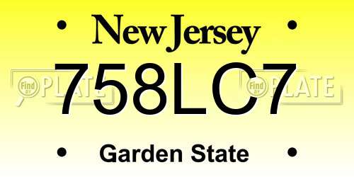758LC7 New Jersey License Plate