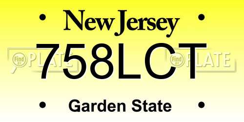 758LCT New Jersey License Plate