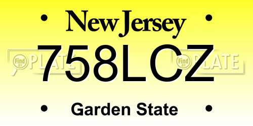 758LCZ New Jersey License Plate