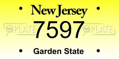 7597 New Jersey License Plate