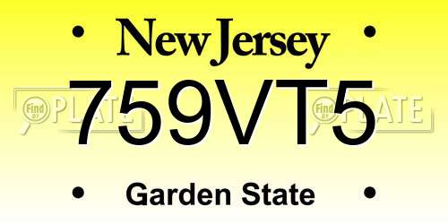 759VT5 New Jersey License Plate