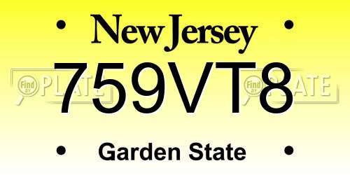 759VT8 New Jersey License Plate