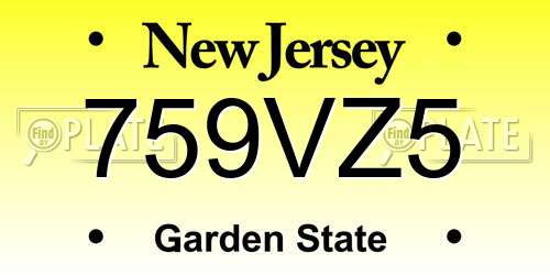 759VZ5 New Jersey License Plate